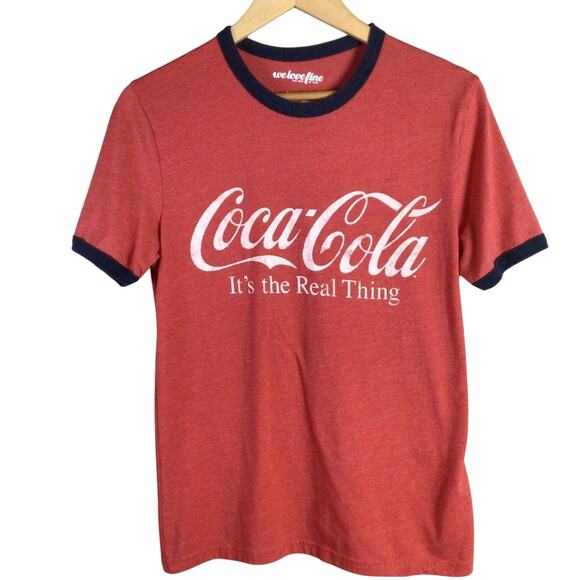Ringer Coke Coca Cola It's the Real Thing T Shirt Red Small - Picture 1 of 4